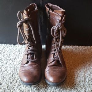 Brown lace up boots